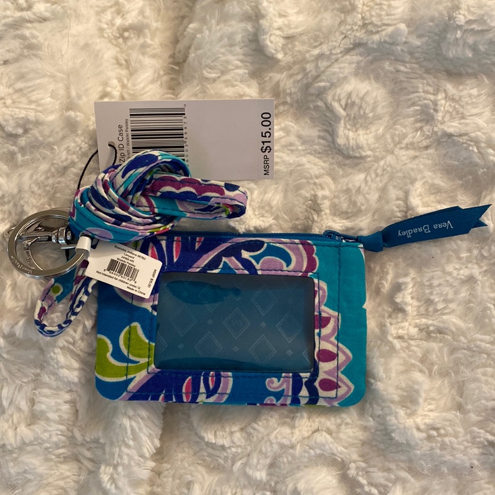 NWT Vera Bradley Waikiki Paisley Zip ID Case and Lanyard